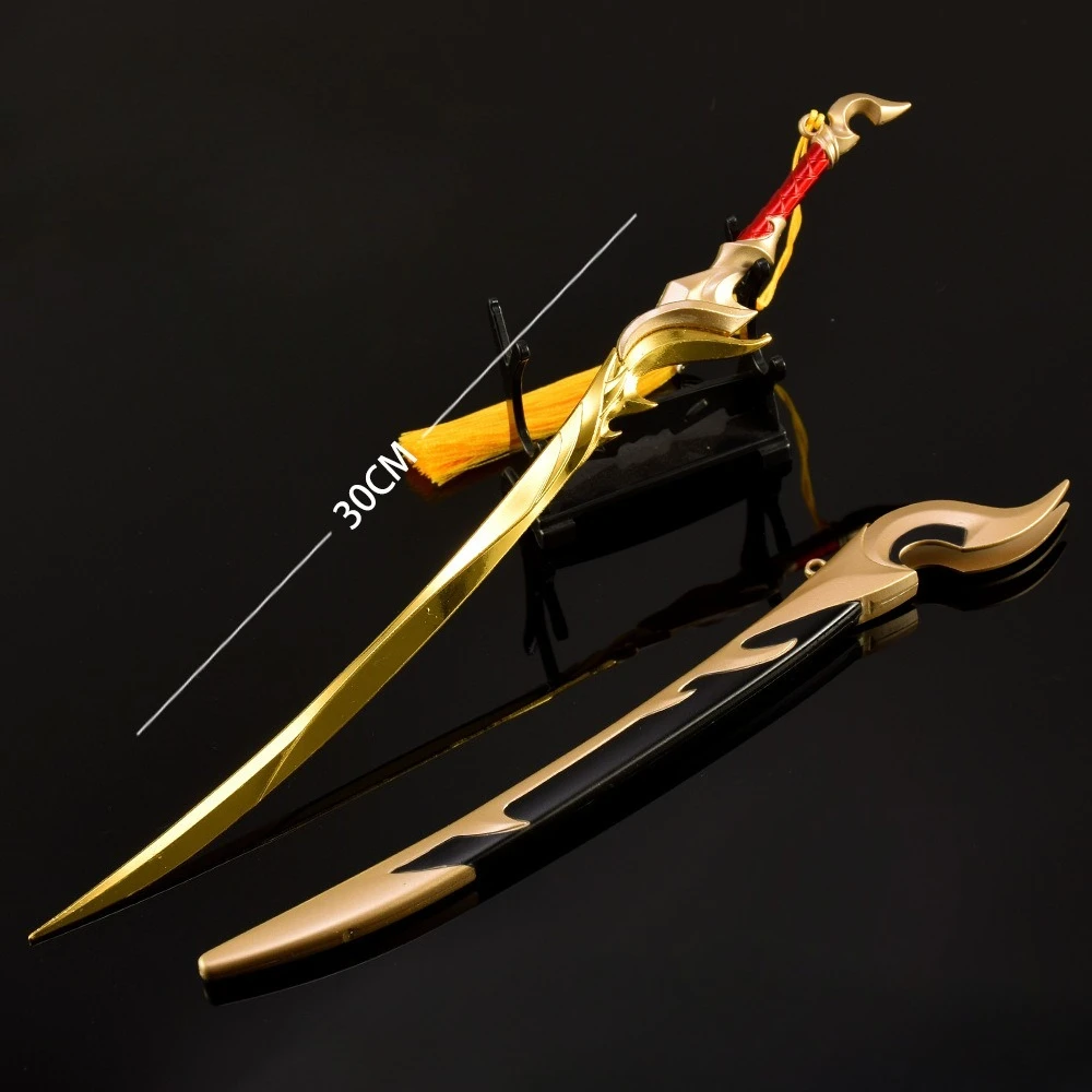 30cm Yasuo Dios dragón Venerable Katana arma de Metal con revestimiento modelo espada samurái japonesa Ninja Cosplay Prop adornos juguetes regalo