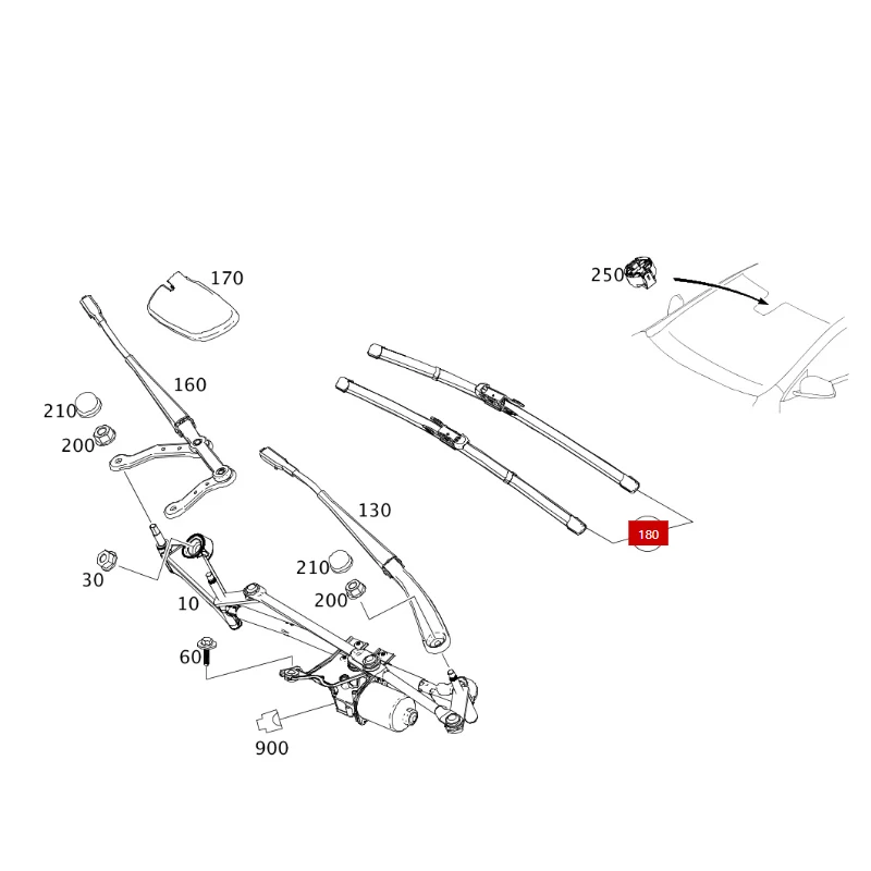 A1768204300 A1768204400 A1778209800CL  A200 GL  A250 A200 W176  TS wiper blade set of parts for left and right sides