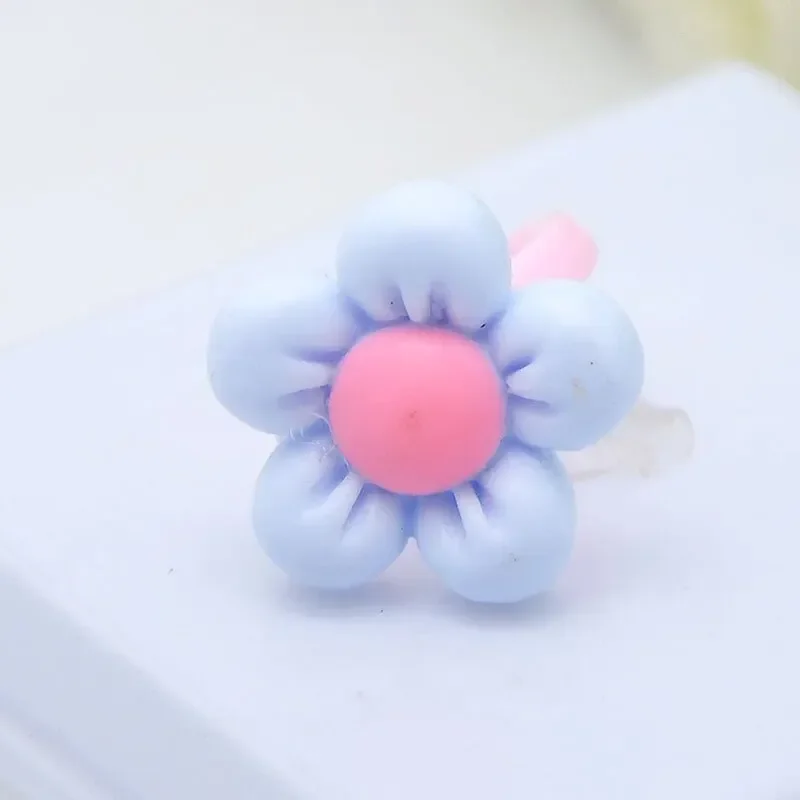 36 قطعة من حلقات الأميرة اللطيفة للأطفال من الراتنج مجوهرات كرتونية على شكل زهرة مجموعة حلقات قابلة للتعديل ملحقات لعبة إبداعية هدية للفتيات