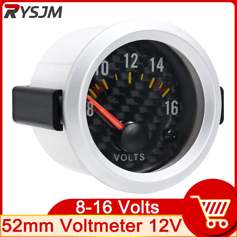 8-16 Volts Battery Indicator 52mm Voltmeter In The Car Volt Meter Gauge for 12V Car Voltage Gauges Pods Voltage Meter for Car