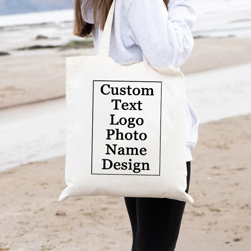 

Customizable Tote Bag Custom Bags Shopper Fabric Bag Free Shipping Items Canvas Shoulder Bags Ecobag Shopping Cloth Hand Women