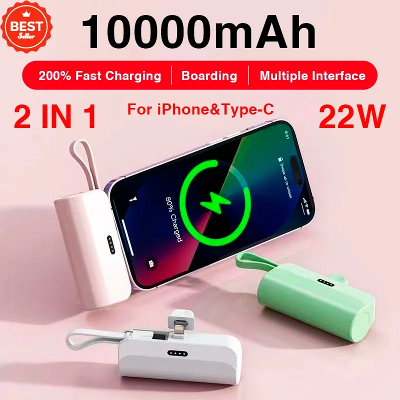 10000mah Mini Portable Power Bank External Battery Plug Play Powerbank Two Ports Battery Safe Power Bank For Iphone Huawei