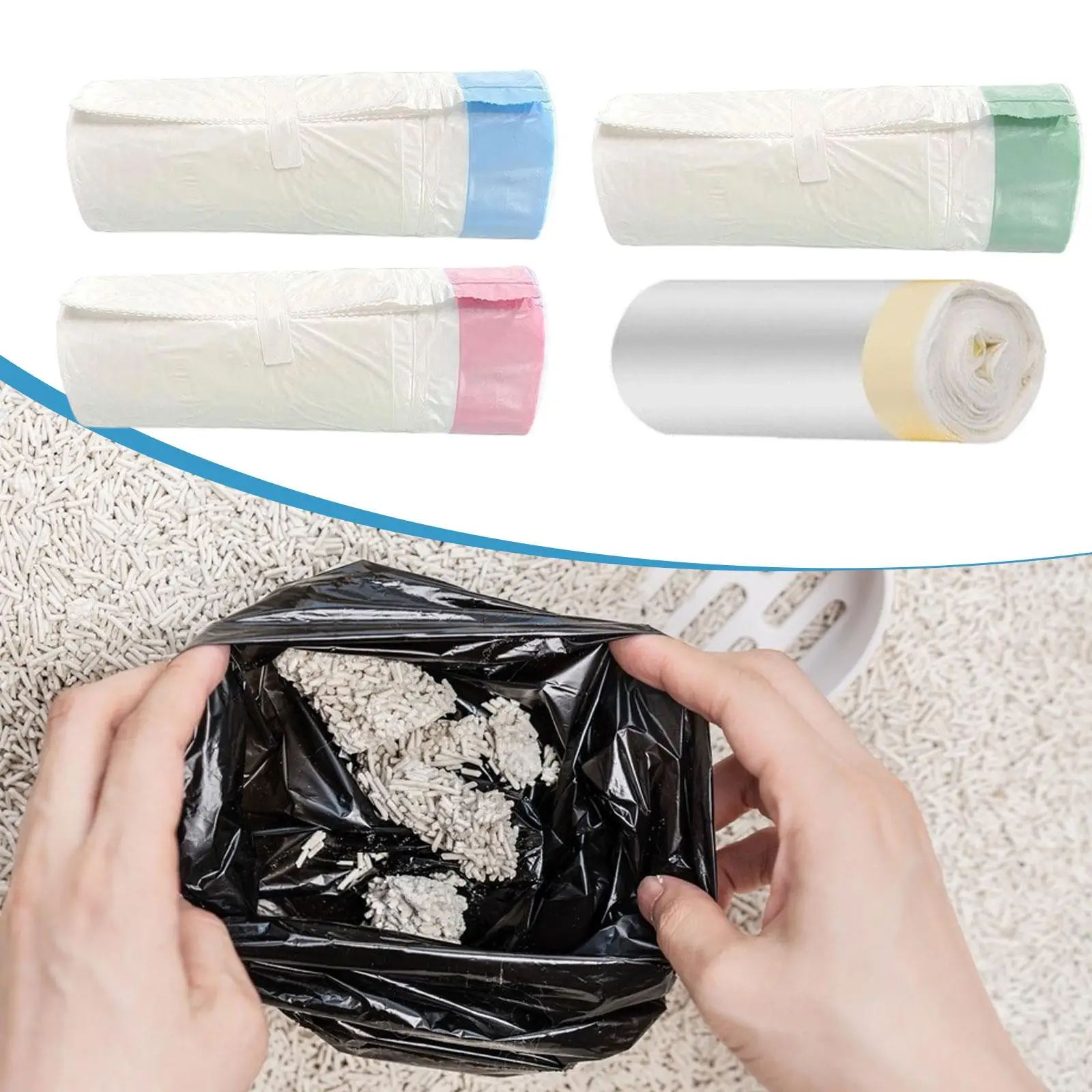 Thick Drawstring Cat Litter Box Liners Heavy Duty Litter Waste Bag for Automatic Cat Litter Box Large Size - view 6