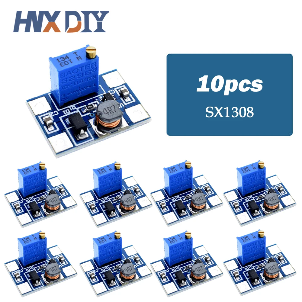 10pcs DC-DC SX1308 Step-UP Adjustable Power Supply Module DC DC Step Up Boost Converter Adjust Power Supply 2-24V to 2-28V 2A