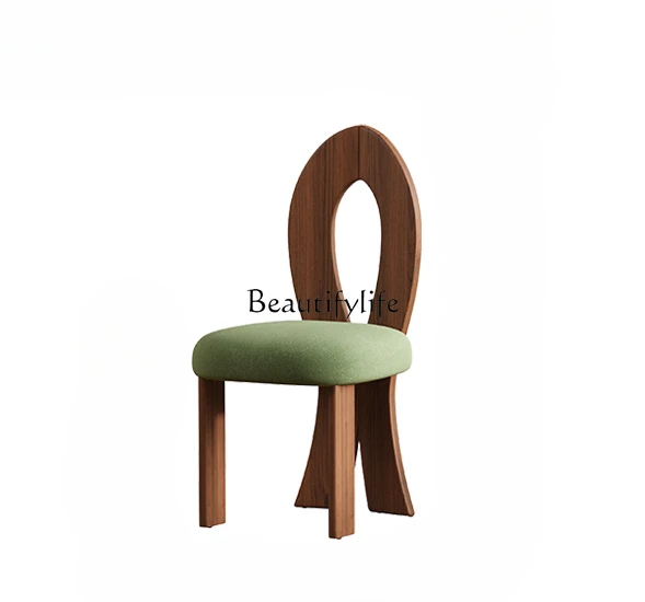 French Retro Dining Chair Quiet Style Mid-Ancient Chair Solid Wood Backrest Desk Chair Bedroom Cosmetic