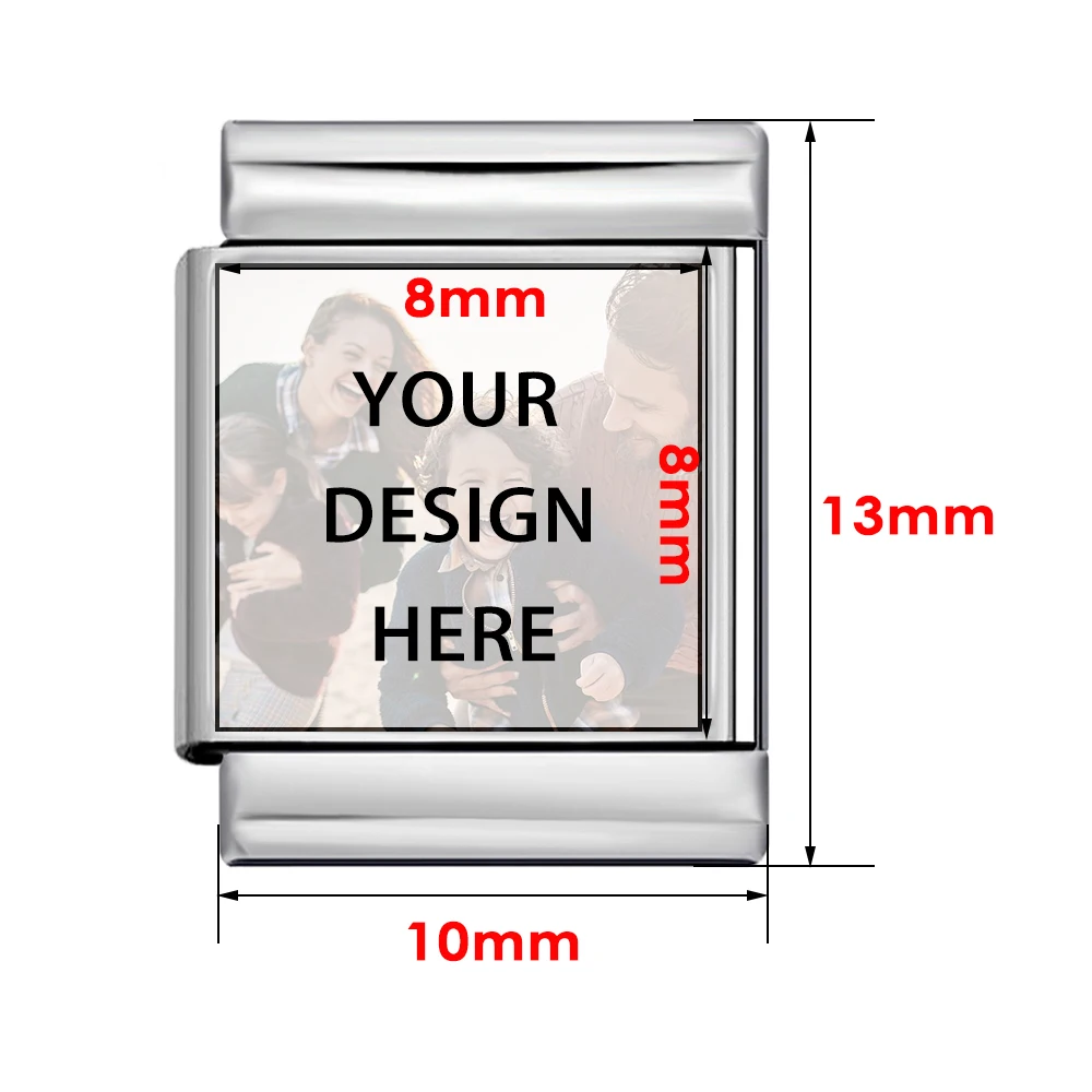 Personalization Customized Memory Image Italian Charms Link Fit 13mm Stainless Steel Bracelet DIY Making Fashion Jewelry Gifts