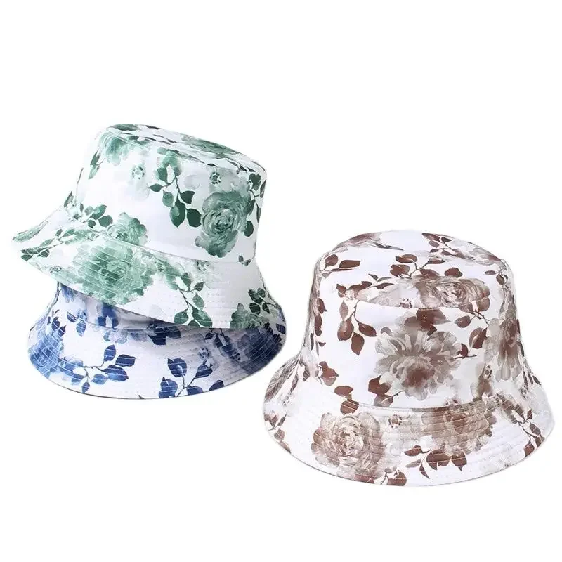Four Seasons Polyester Flower Print Bucket Hat Fisherman Hat