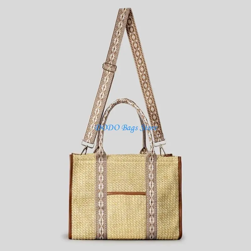 

Fashionable Straw Purse with Lightweight Design Spacious Shoulder Bag Casual Handbag for Travel and Leisure Activities