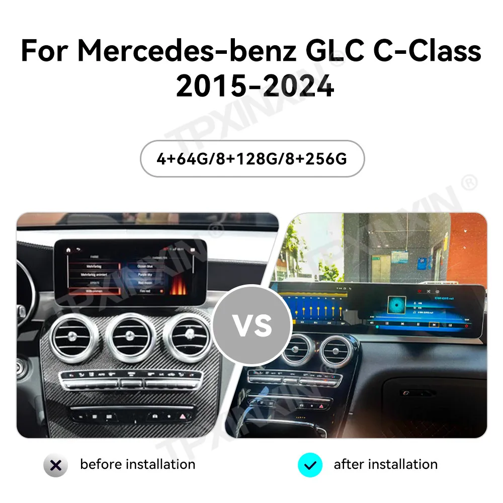 Dual Screen Car Radio CarPlay For Mercedes Benz C Class GLC 2015-2024 NTG5.0 BTG5.5 NTG6.0 Multimedia Player GPS Navi Android 13