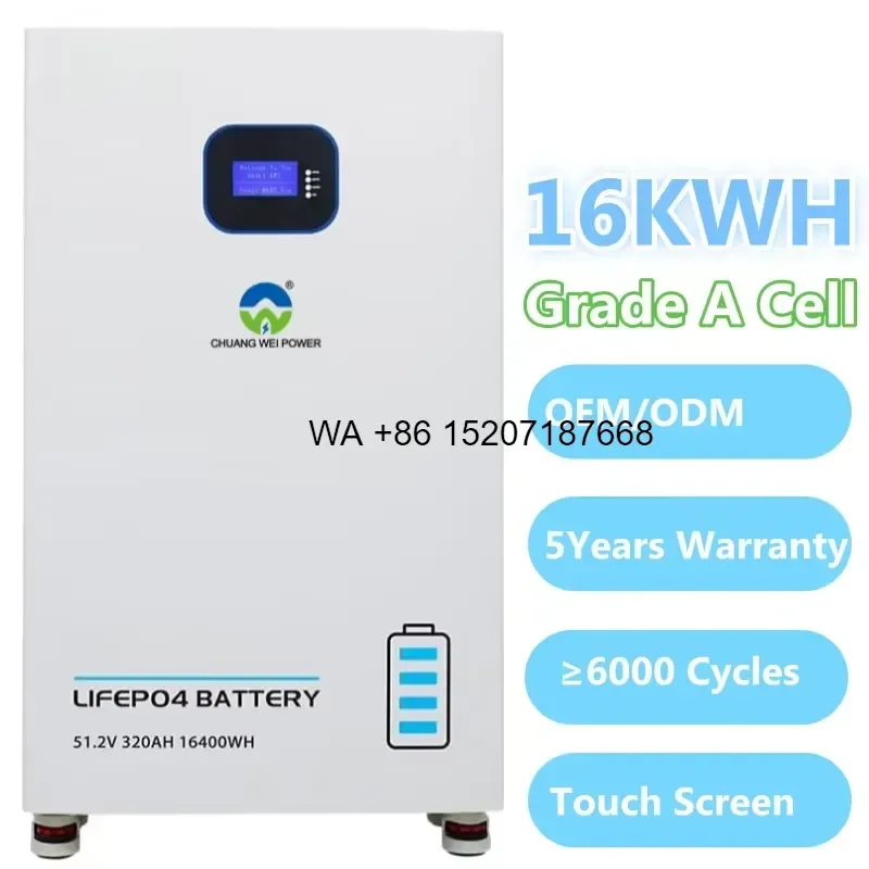Wmwmnu 16Kwh Power Wall All in One Inverter and Lithium Battery 25.6V 48V 51.2V 314Ah Built in BMS for Home Storage System