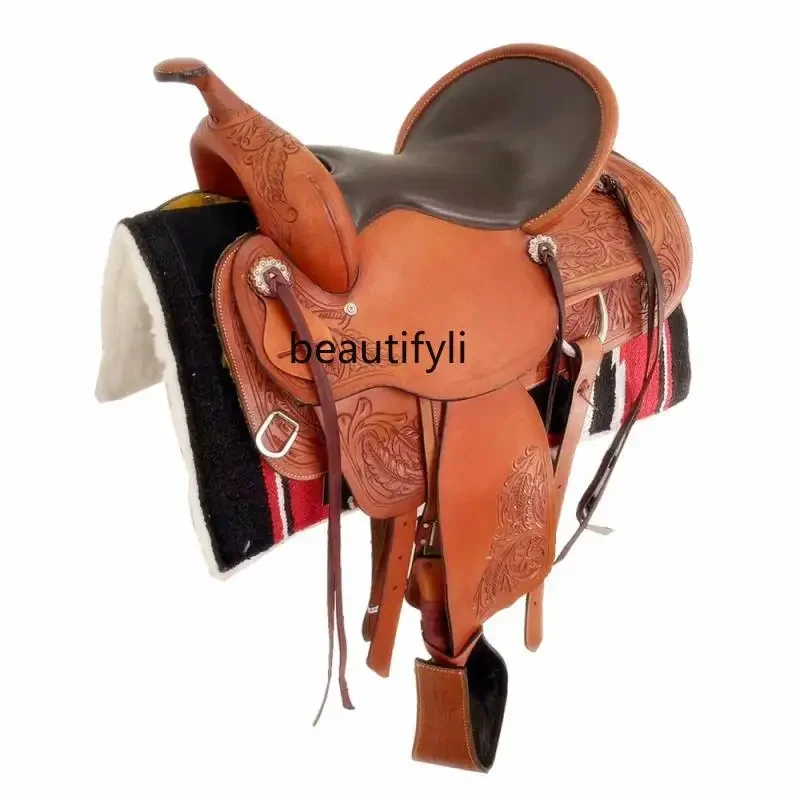 

Western Saddle Fine Riding Equestrian Supplies Horse Harness Imported Pure Cowhide Knight Riding Riding Equipment