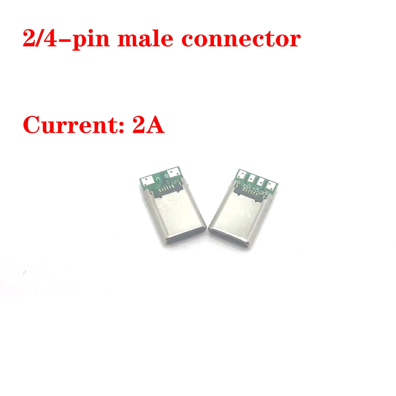 C-type 2/4Pin male solder joint plug 2A current 180 degree mobile phone fast charging plug