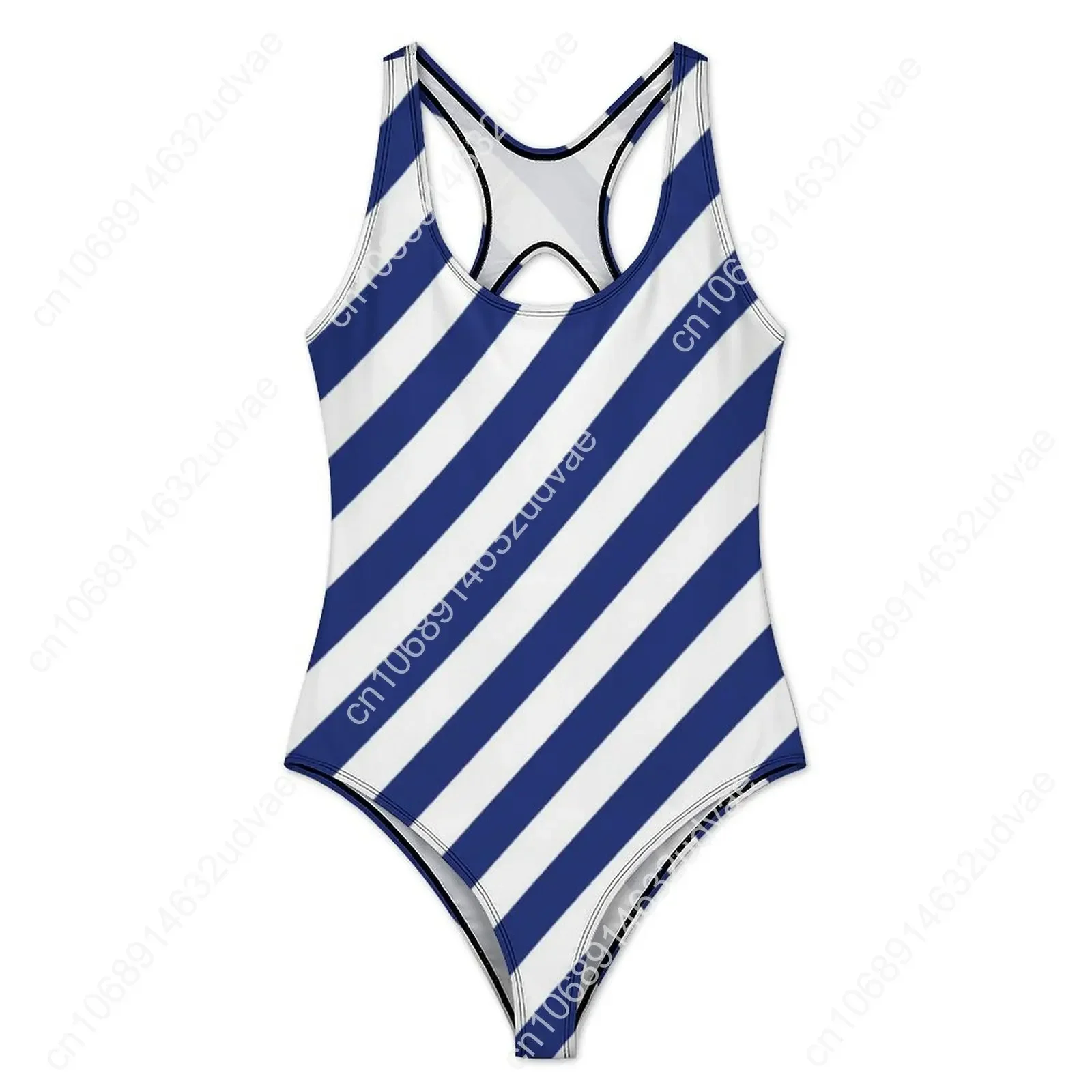 Marineblauw Wit Nautisch Badpak Sexy Diagonale Strepen Dames Badmode Eendelige Badpakken Vakantie Zwemmen Push Up Badpakken