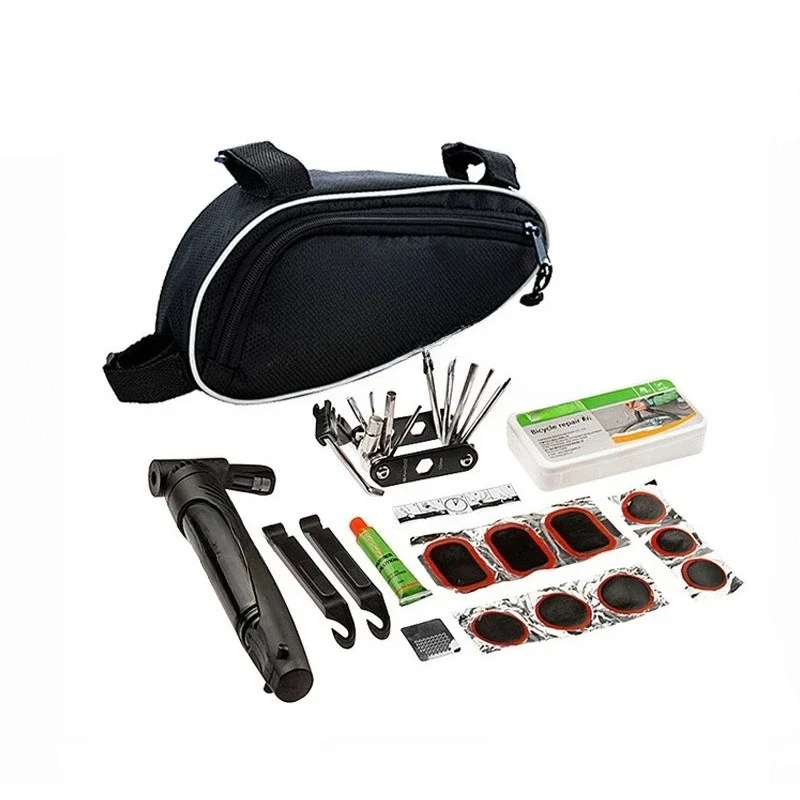 

Tire repair tool set, bicycle repair kit with portable air cylinder