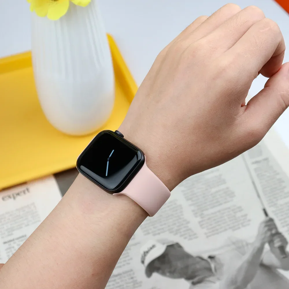 Silicone Band For Apple Watch strap 44mm 45mm 40mm 41mm 42-38mm 45 mm sport bracelet iwatch series 8 7 6 5 4 3 SE 9 Ultra 2 49mm