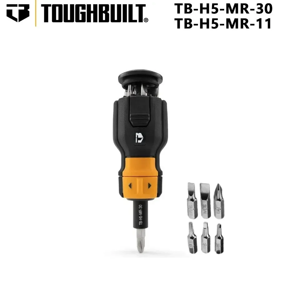 

TOUGHBUILT Короткая отвертка с храповым механизмом и 7 насадками для отверток Мини-ручная отвертка Многофункциональный инструмент для ремонта TB-H5-M-30