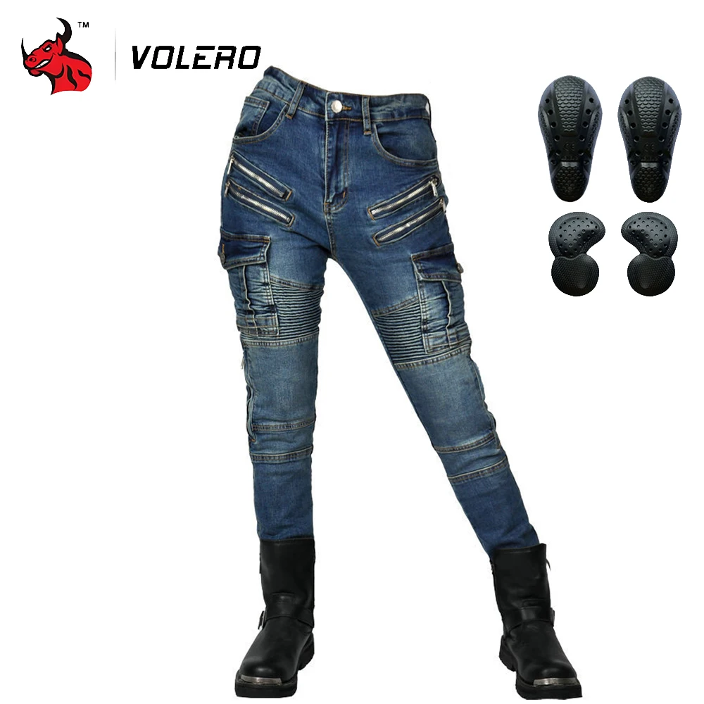 

Motorbike Women's Jeans Self-cultivation Breathable Trendy Cycling Pants Locomotive Racing Car Protective Gear