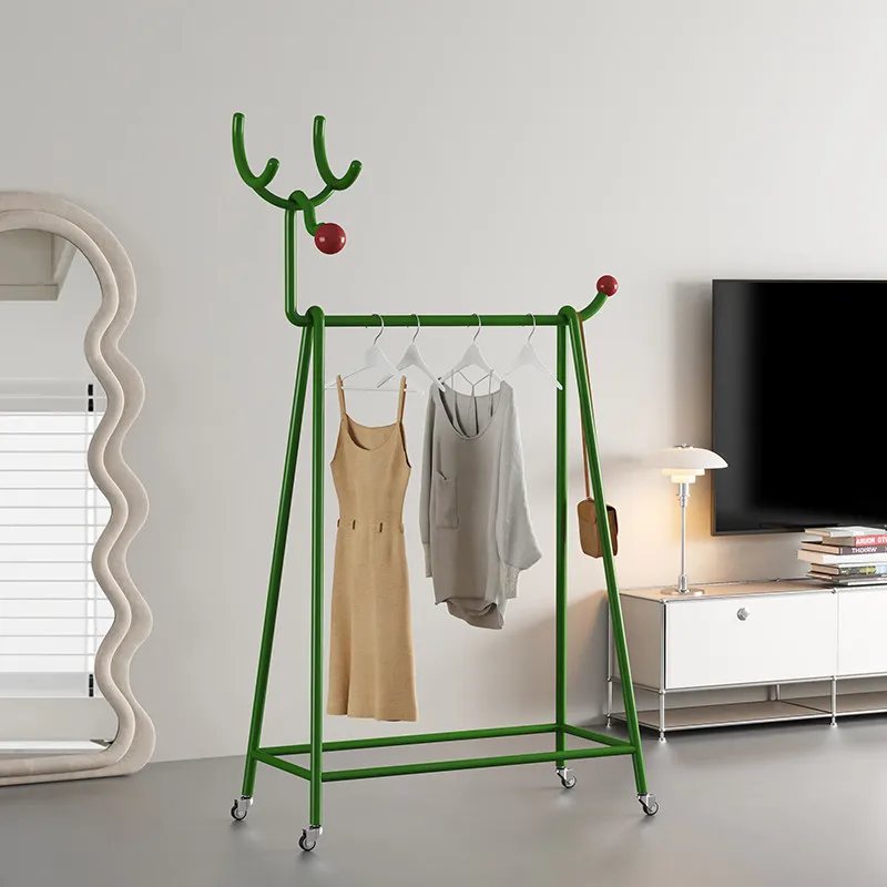 Creative Iron Floor-Standing Coat Rack Bedroom Simple Home Use Multifunctional Cute Movable Living Room Children's Clothing