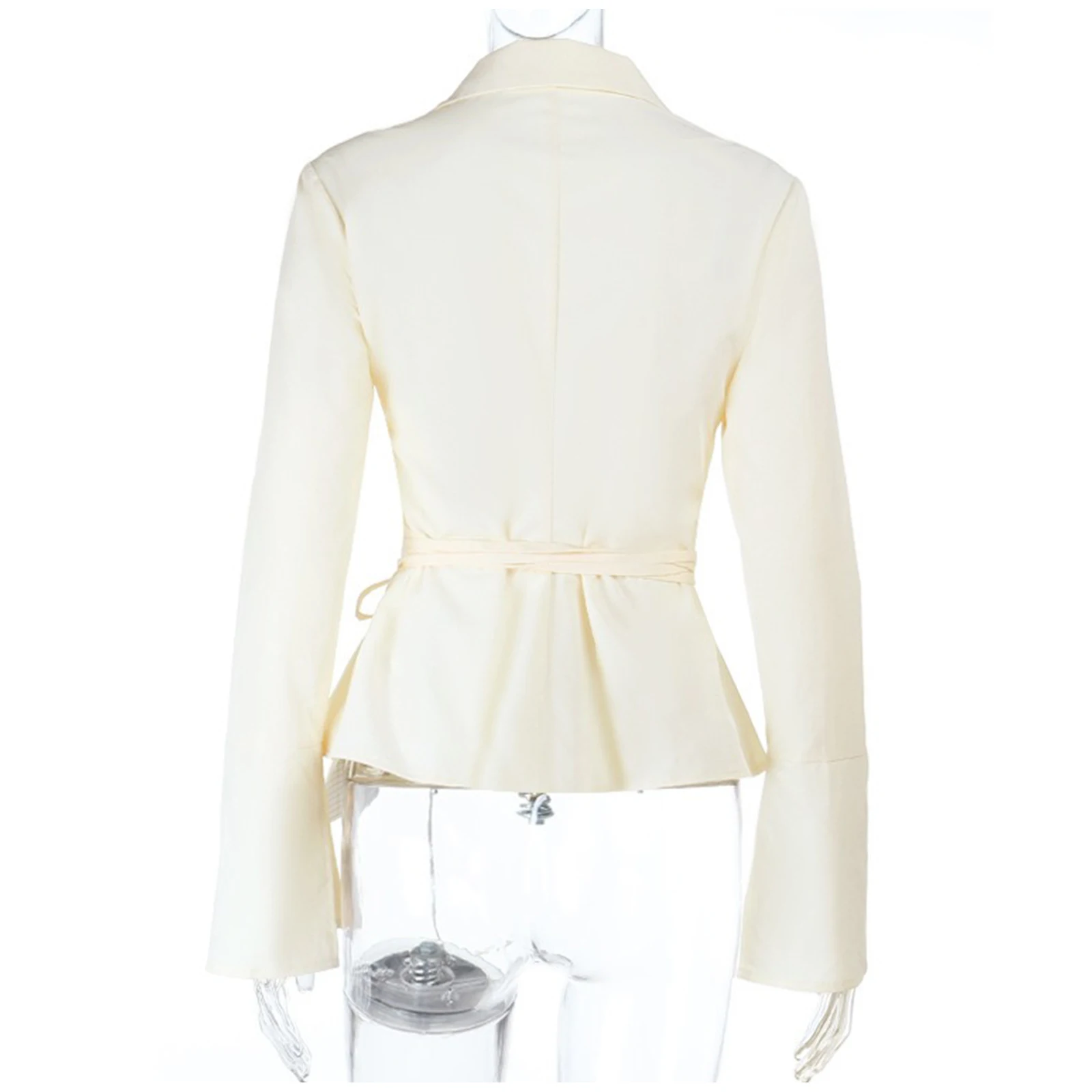 Lady Communting Clothes Womens Elegant Blouse Flared Slim Shirt Long Sleeve Lace-up Closure Tops Office Blouses Lady Clothing