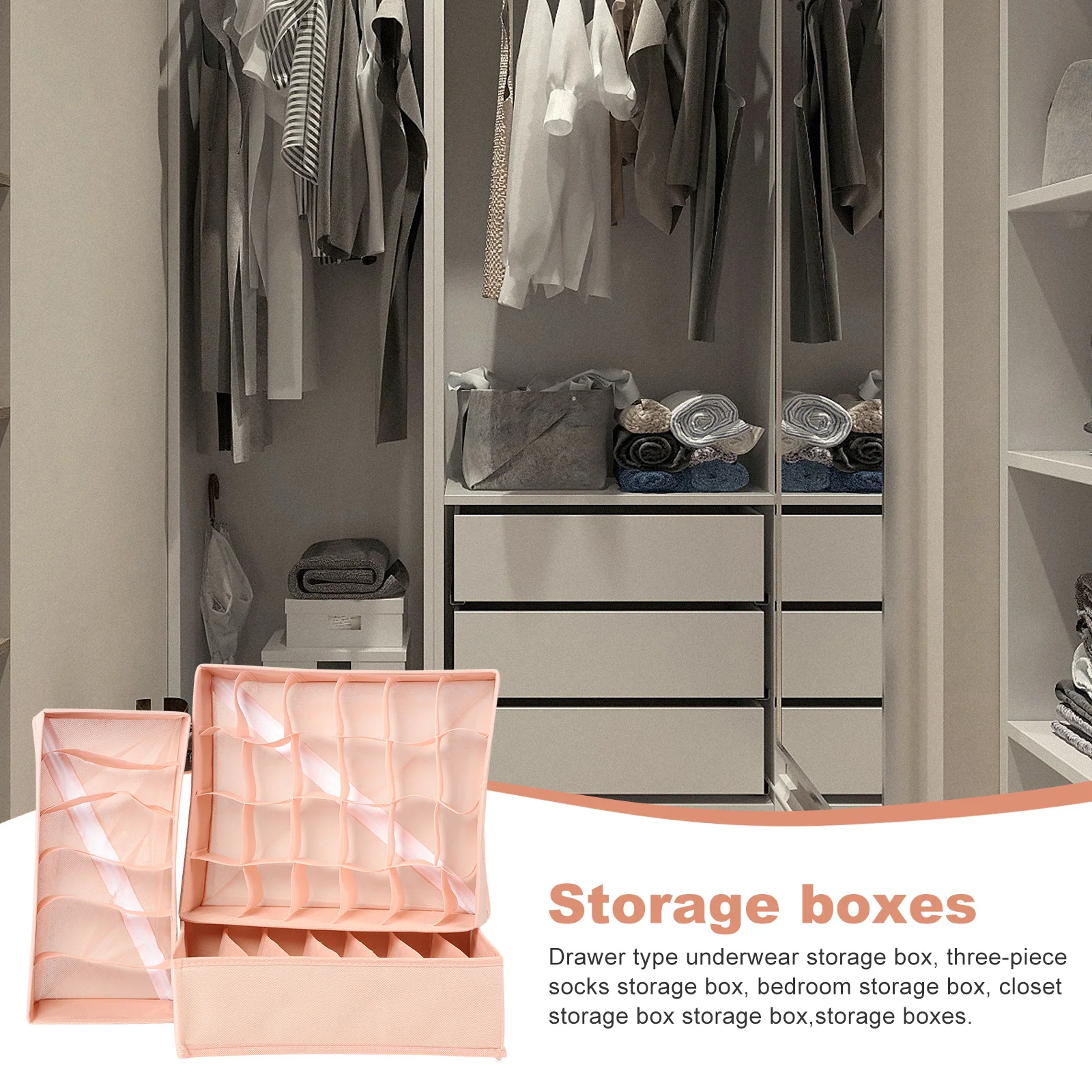 

3Pcs Underwear Organizer Boxes Multiple Grid Non-Woven Fabric Socks Underpants Storage Container Drawer Organizer