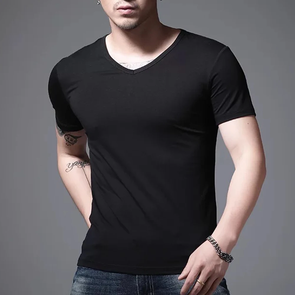 Vest T-shirt Tank Tops Daily Street Fitness Gym Casual Mens No Elasticity Retro Short Sleeve Simple Slim Fit Male