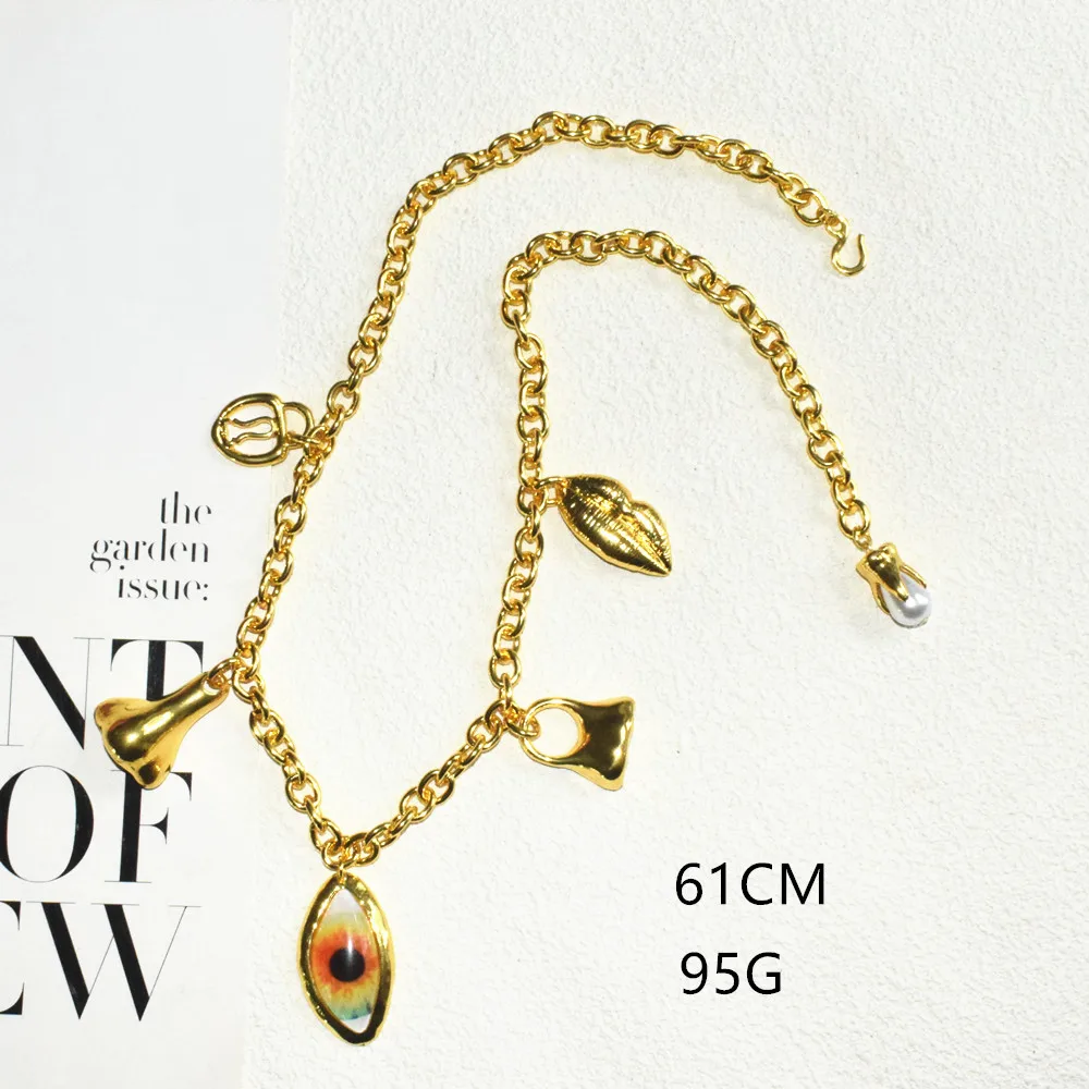 Neuheit Design Legierung Augen Gesichts Charms Halskette Für Frauen Mode Schmuck Marke Show Modell Taille Kette Zubehör – Detail 3