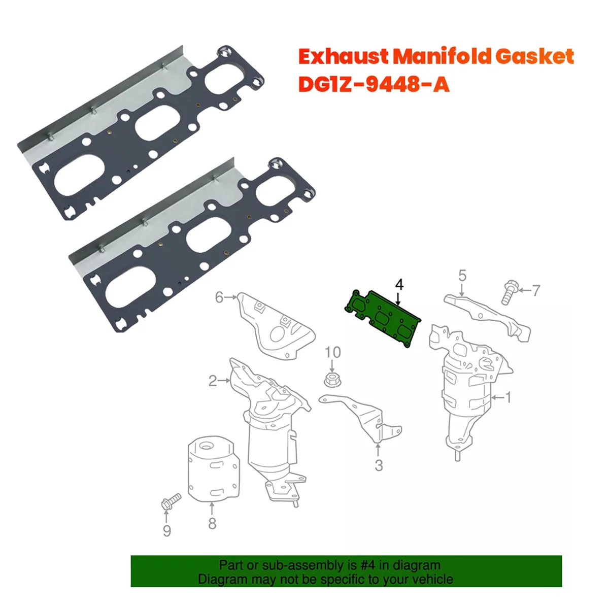 2Pcs/Set Car Exhaust Manifold Gasket DG1Z-9448-A for Edge Police Taurus Explorer 11-2019 MS97217 DG1Z9448A