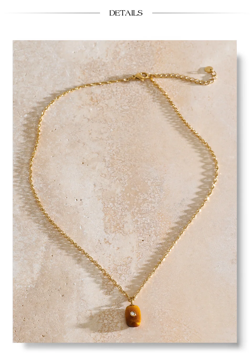 Yhpup New Arrivals Natural Stone Rectangle Triangle Necklace Pendant Exclusive