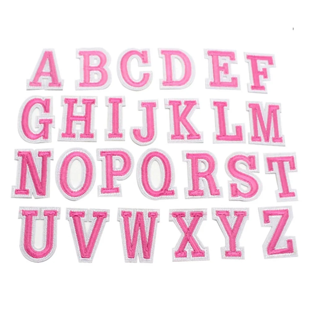 1 مجموعة الوردي الأبجدية التصحيح ملصق DIY المطرزة الملابس بقع للخياطة إصلاح الديكور على السترات أكياس القبعات #3