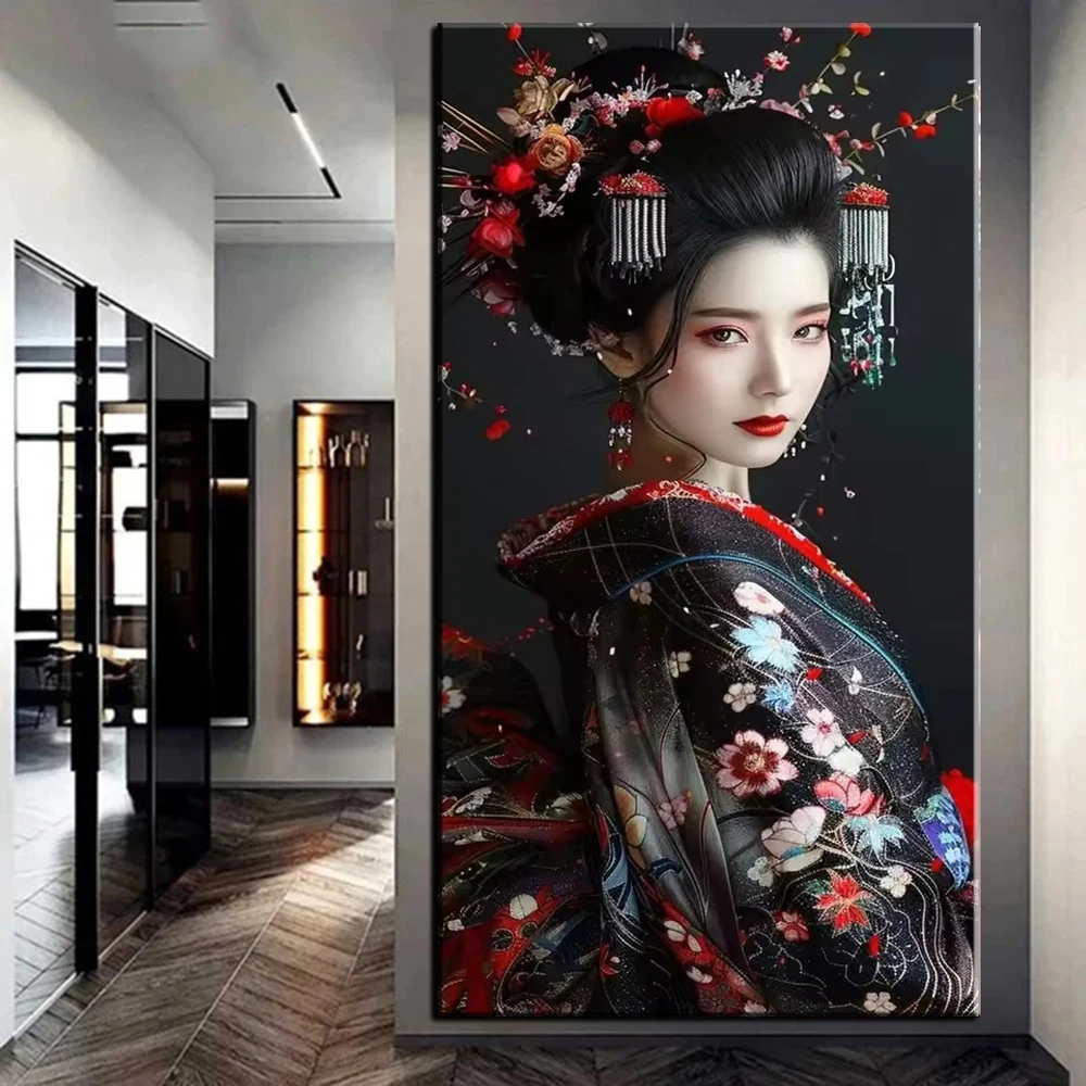 5D Diamond Painting Vintage Japanese Style Samurai Geisha Bonsai Sakura Full Square Circular Mosaic Embroidery Cross Embroidery