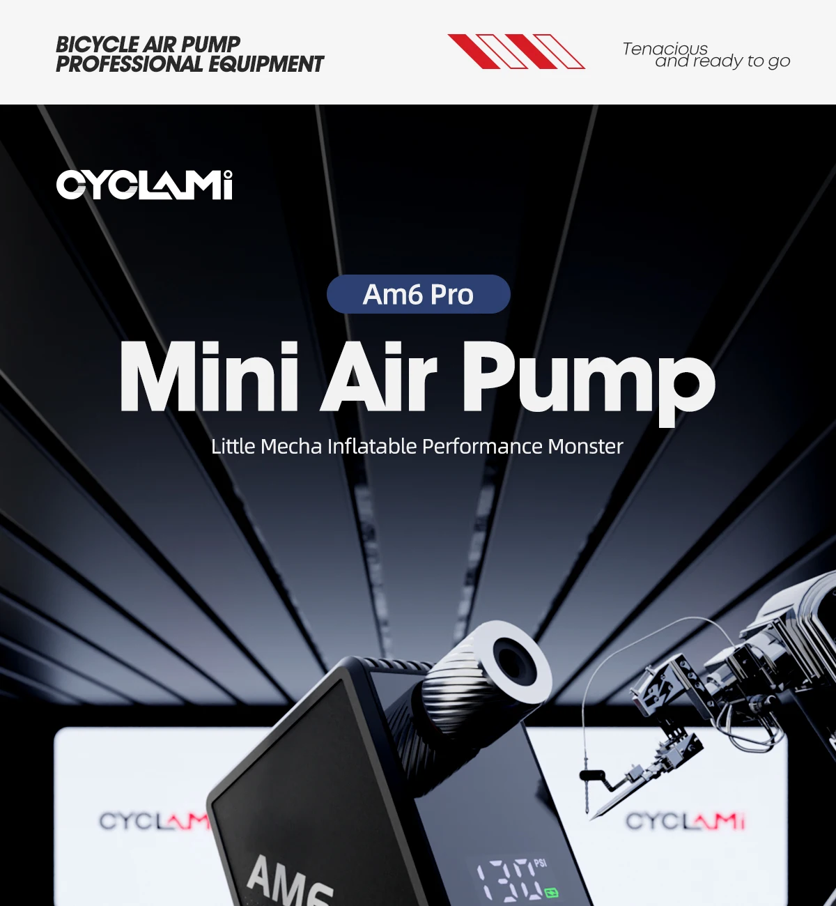 130 PSI Fahrrad Automatische Elektrische Luftpumpe Outdoor Tragbare Reifen Inflator Fahrrad Reifendruck Display FV AV CYCLAMI AM6 Pro – Detail 1