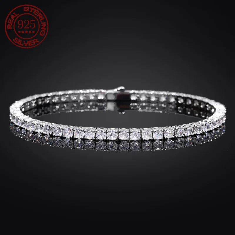 

100% Real S925 Sterling Silver 18K Gold Plated Inset 5A Grade Zircon Sparkling Fashion Bracelet Exquisite Jewelry Gift