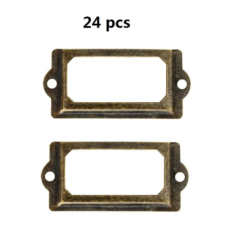 24pcs Label Handle 70mm Antique Bronze File Pull Frame Tag Knob Name Card Holder w/screws Home Library Post Office Chest Drawer