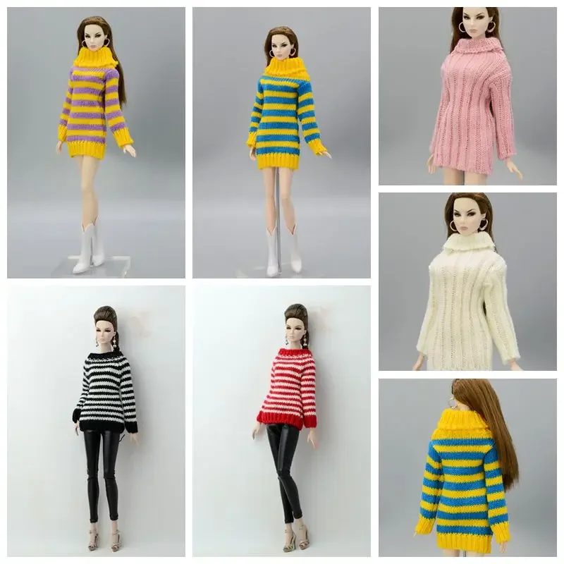 

1/6 Fashion Knitted Handmade Winter Sweater 11.5" Doll Clothes for Barbie Dress Outfits Top Coat for Barbie Accessories Kids Toy