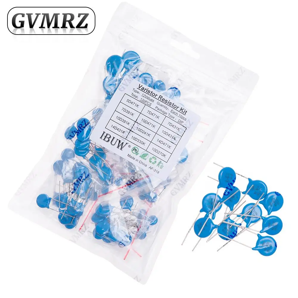 

120 шт., 12 значений, комплект варисторных резисторов 5D471K 7D471K и т. д. DIP-пакет для комплекта защиты от перенапряжения