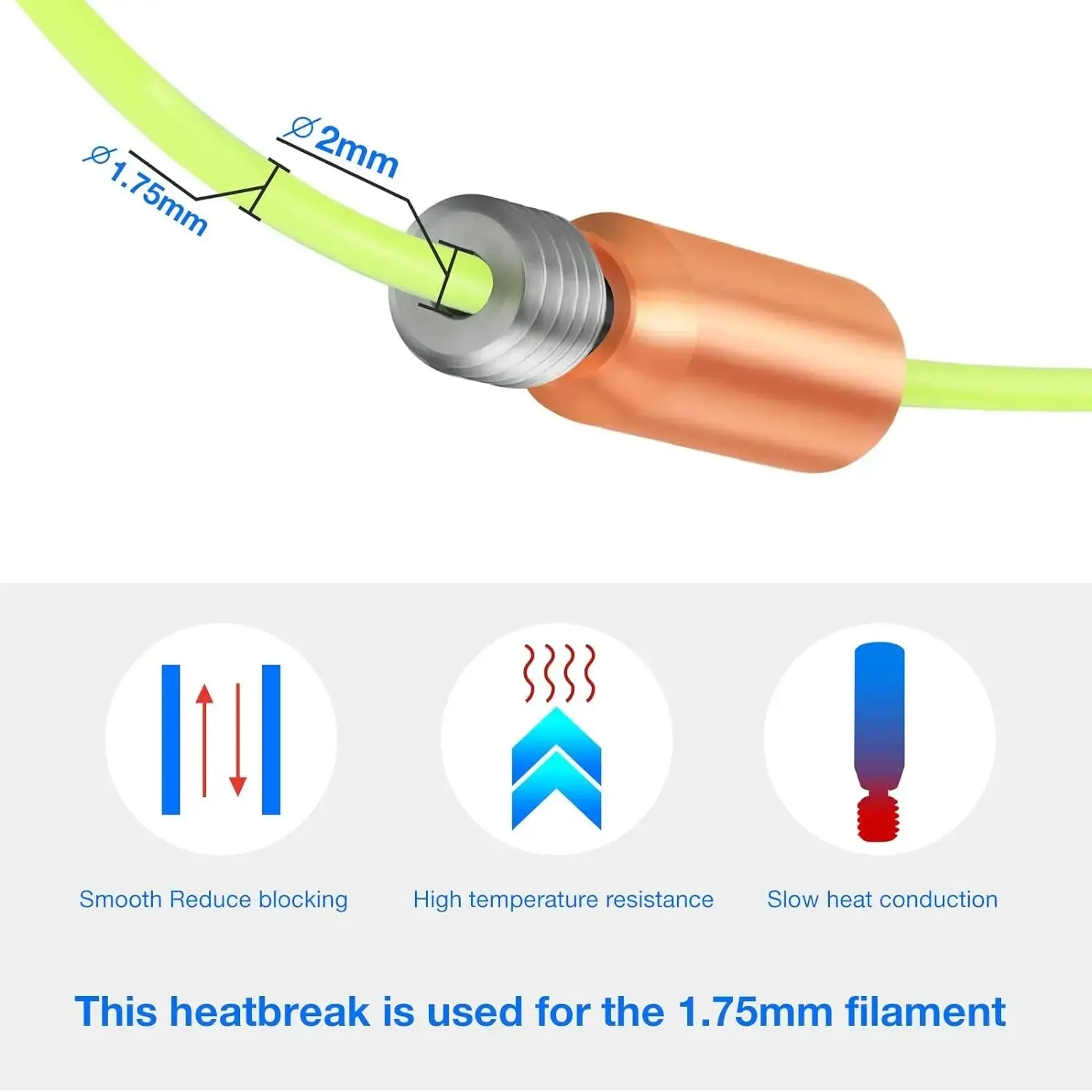 CR10 All Metal Heatbreak, Bi-Metal Titanium + Copper Throat Tube Replacement for Creality 3D Printer CR10 S4 S5 Ender 3 V2 Ender