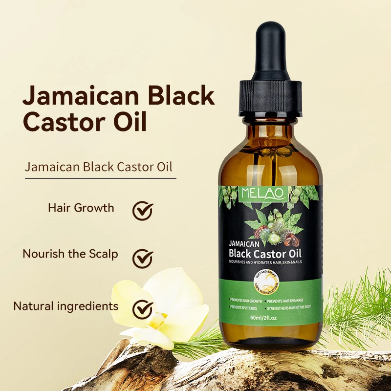 Black Castor Oil 100% Pure Nourishes Fast Hair Growth Skin Massage Essential Oil Eyebrows Growth Prevents Skin Aging Hair Care