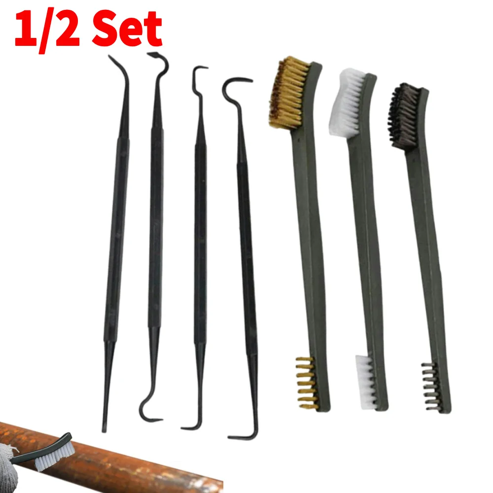 Double-end Steel Wire Brush Hook Set Mini Copper Steel Wire Brush Universal Hunting Gun Cleaning Kit pick gun Tool