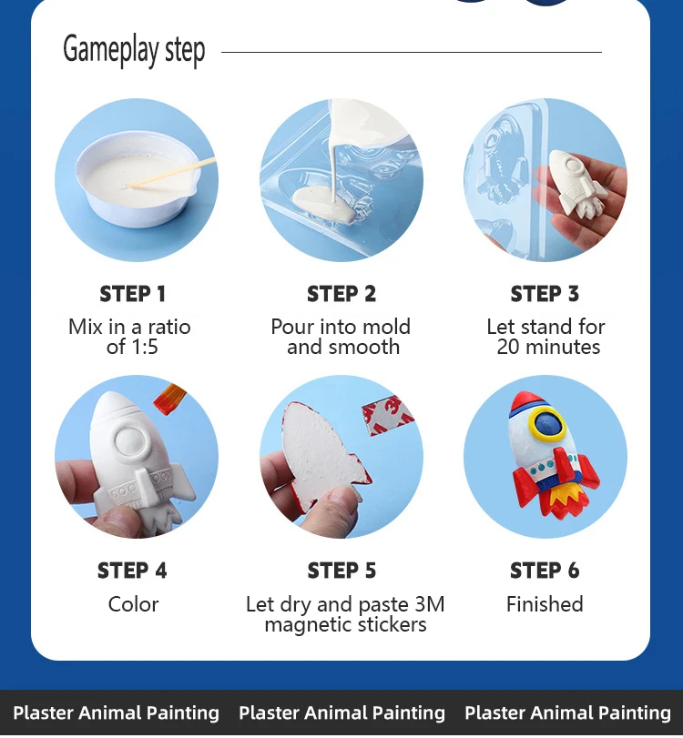 Bambola dipinta in gesso fai da te Kit da colorare per pittura con embrioni bianchi giocattolo per dinosauri per bambini, regali di compleanno per ragazzi e ragazze per bambini dai 3 anni in su