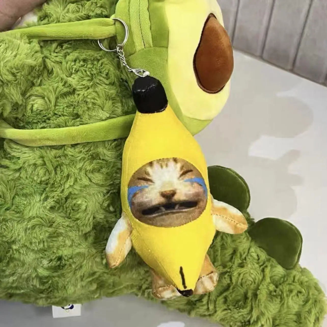 18cm Banana Cat doll key chain Cry Happy Banana Cat fashion trend personality Versatile built-in battery can sound