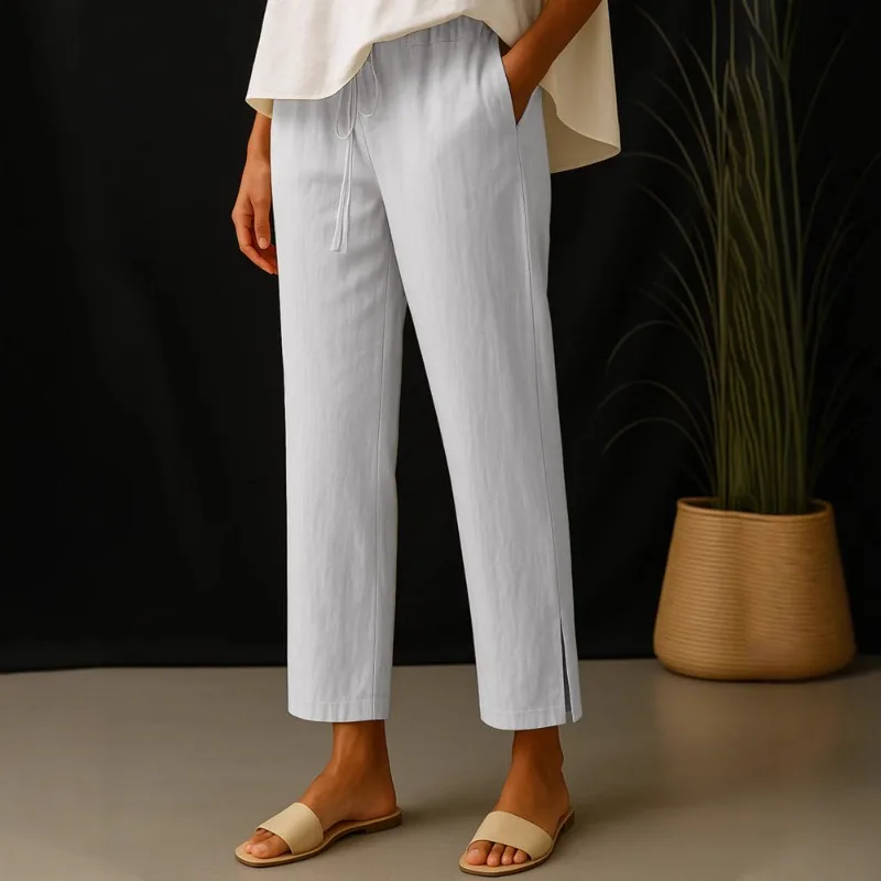 بنطلون كاجوال نسائي جديد موديل 2025 بخصر عالٍ وجيب برباط ومرن #1