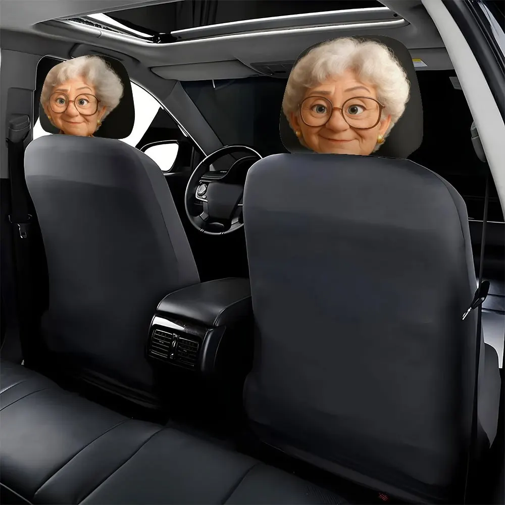 Cute Lady Print Car Headrest Cover, Easy To Install, Daily Car Seat Decoration Headrest Cover