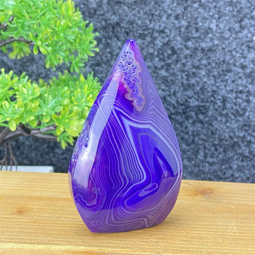 Natural Mineral Purple Agate Crystal Ornament Reiki Meditation Chakra Free Form Torch Ornament Home