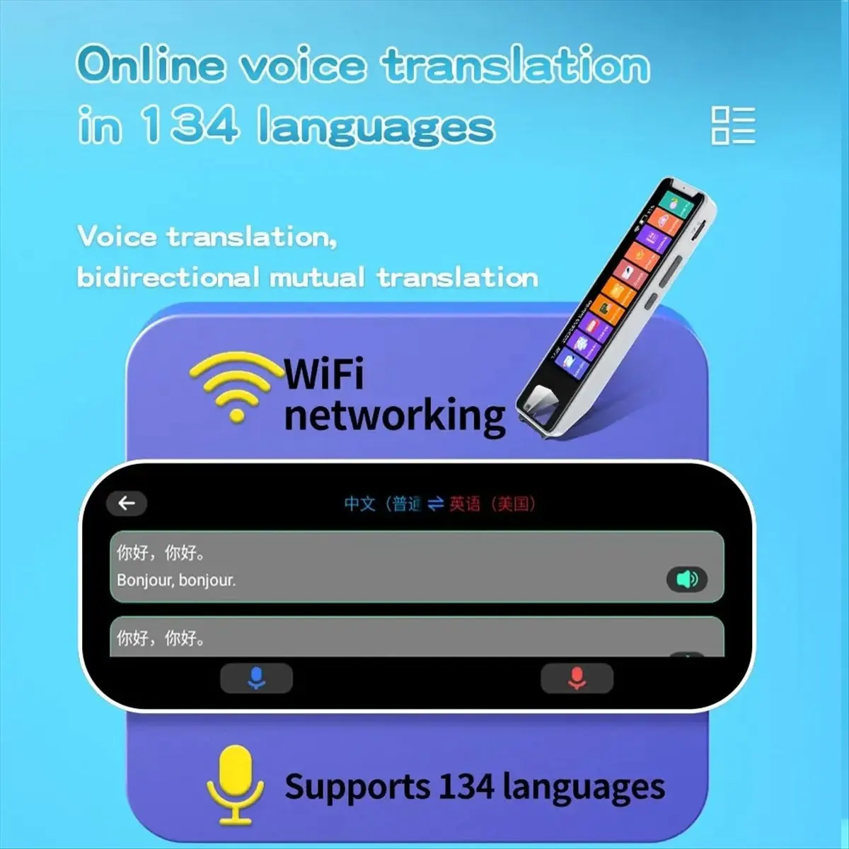 

lucky Scanner Translation Pen Offline Smart Language Voice Translator Machine 134 Languages Intelligent Translator Pen White