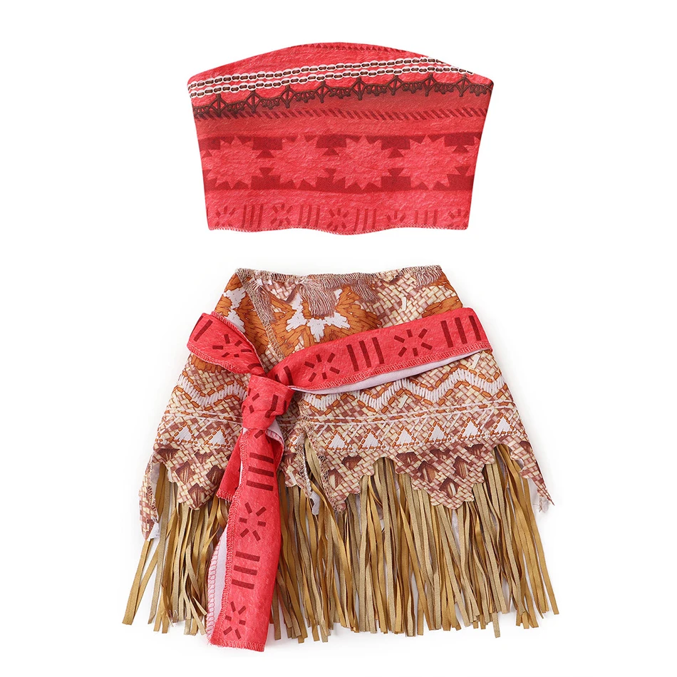 Lito Angels Deguisement Robe Princesse Vaiana avec Accessoire Collier Enfant Fille, Anniversaire Fete Carnaval Costume Vetement Ete, Taille 5-6 ans