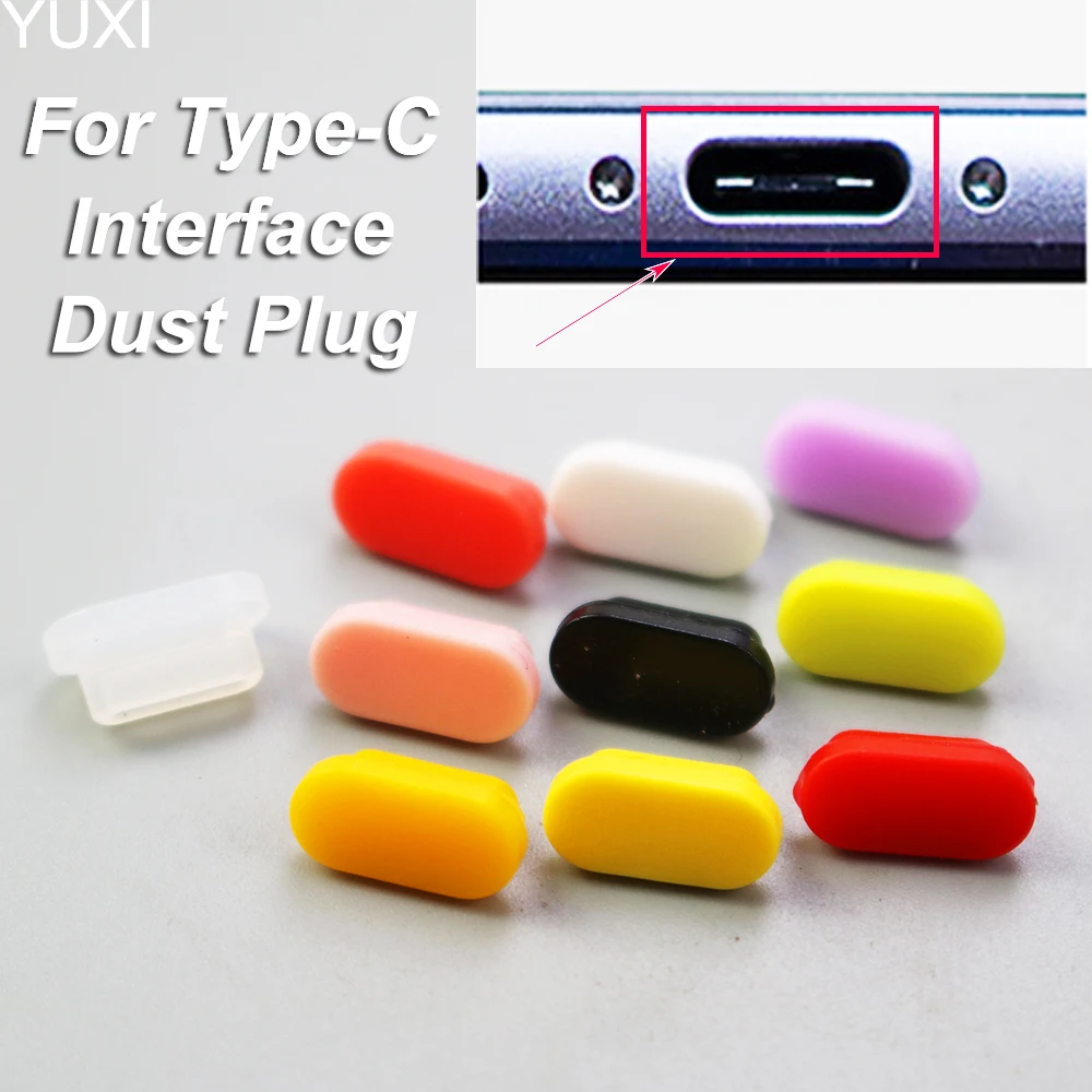 YUXI 10szt USB Type-C Port ładowania Wtyczka przeciwpyłowa do kabla USB typu C Ochraniacz interfejsu do portu ładowania typu