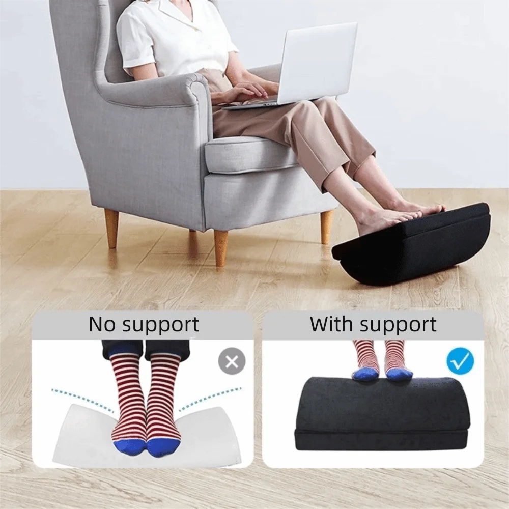 

Soft Memory Foam Under Desk Foot Rest Washable Cover Comfortable Foot Cushion Adjustable Heights Non-Slip Ergonomic Foot Mat