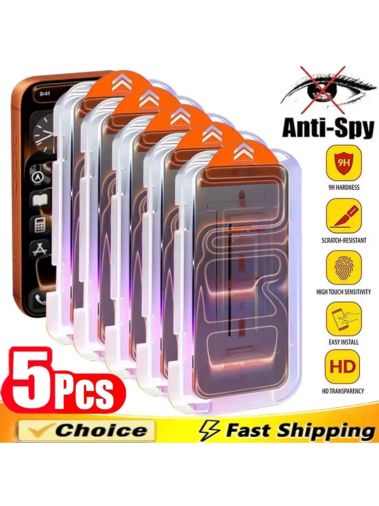 Oleofobowa powłoka, bezpyłowa, łatwa instalacja, folia ochronna na ekran zapewniająca prywatność dla iPhone 17 16 15 11 12 13 14 Pro Max Plus XR XS, szkło — zdjęcie produktu 7