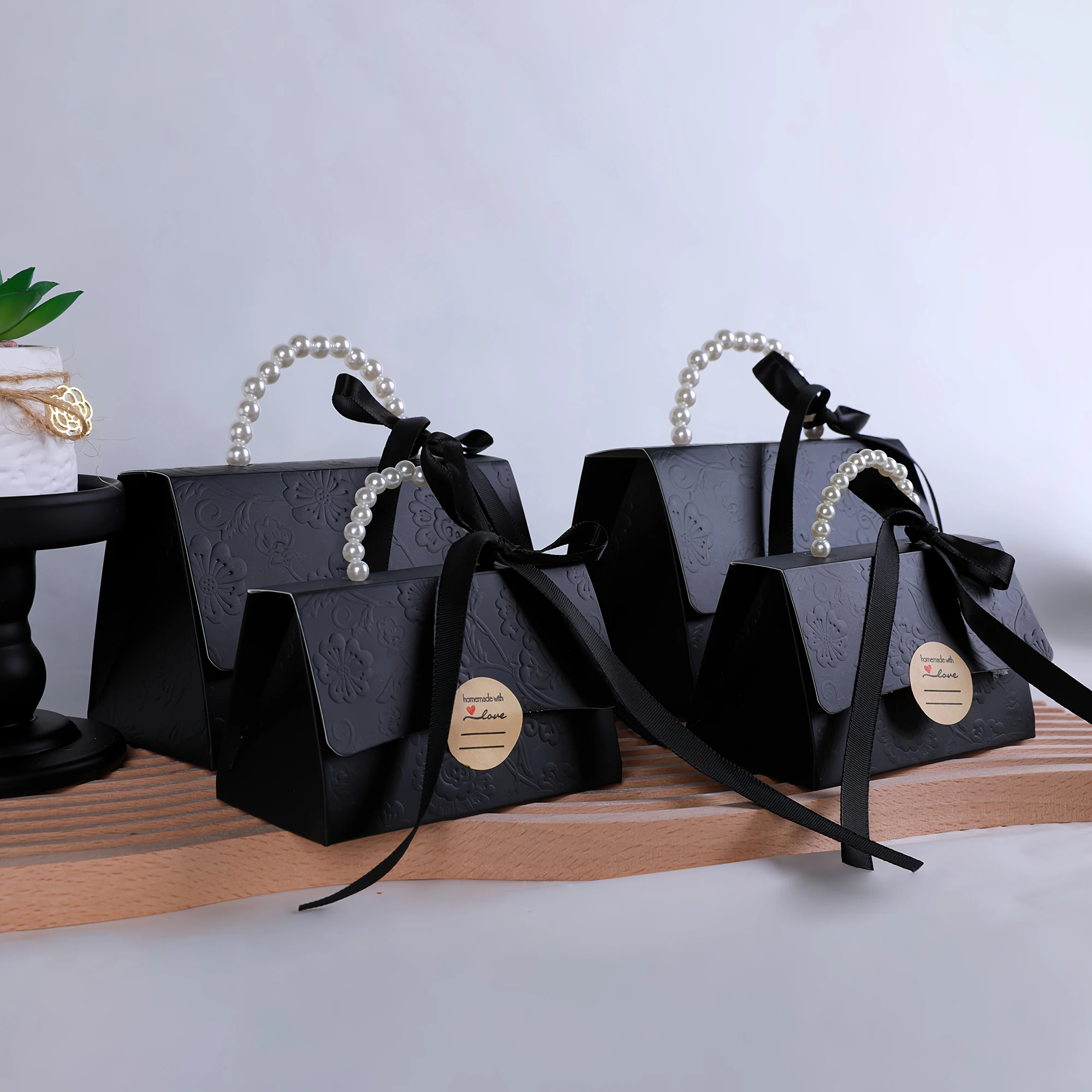 Caja de regalo portátil para fiesta y boda, cinta de perlas, caja de mano creativa, bolsa de regalo, caja de suministros de decoración para fiesta de cumpleaños, 10 Uds.