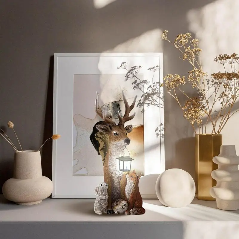 

Outdoor Garden Statues Solar Garden Statues Deer Figurine Decorations Waterproof Resin Sculpture Lights Creative Animal Figurine